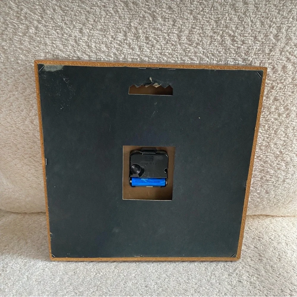 Vintage World Clock 11 in Square Shadowbox Clock Quartz Made In USA